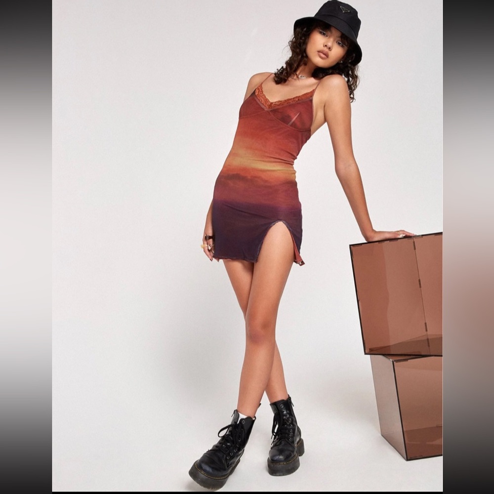 Motel Rocks Cony Mini Dress in Sunset Melt size XS